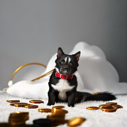  dog with money and Gucci Apply the Following Styles Anime hyperrealistic, full body, detailed clothing, highly detailed, cinematic lighting, stunningly beautiful, intricate, sharp focus, f/1. 8, 85mm, (centered image composition), (professionally color graded), ((bright soft diffused light)), volumetric fog, trending on instagram, trending on tumblr, HDR 4K, 8K