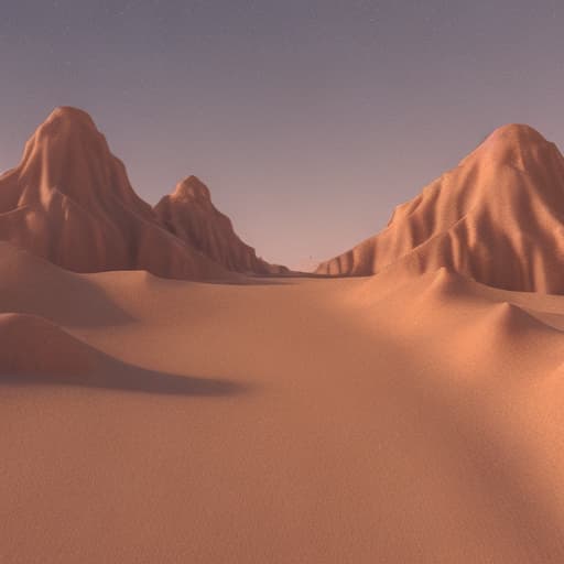 analog style 3D render of a desert scene