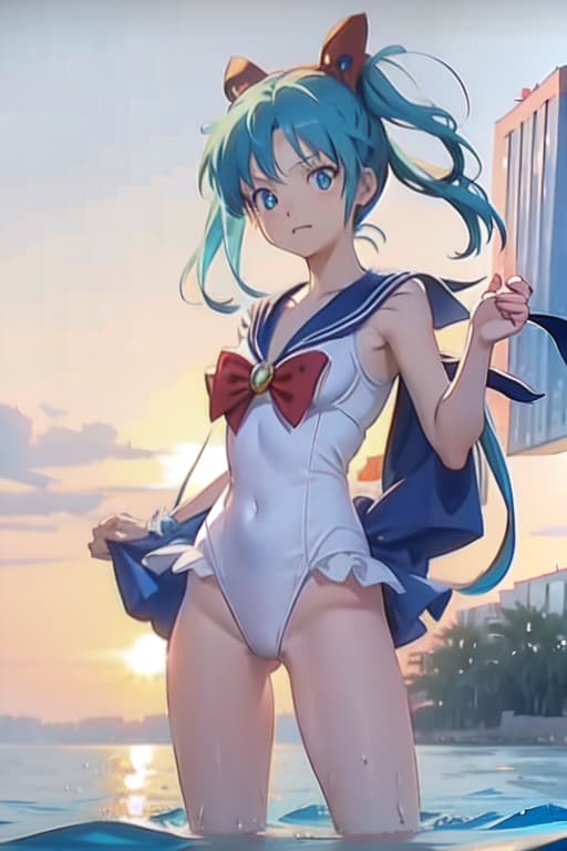  Cirno, one piece swimsuit, sailor moon style