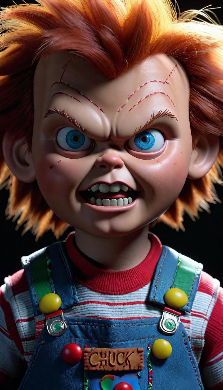  Professional 3D model of Chucky . Rendered with Octane, the model is highly detailed,dramatic lighting. hyperrealistic, full body, detailed clothing, highly detailed, cinematic lighting, stunningly beautiful, intricate, sharp focus, f/1. 8, 85mm, (centered image composition), (professionally color graded), ((bright soft diffused light)), volumetric fog, trending on instagram, trending on tumblr, HDR 4K, 8K