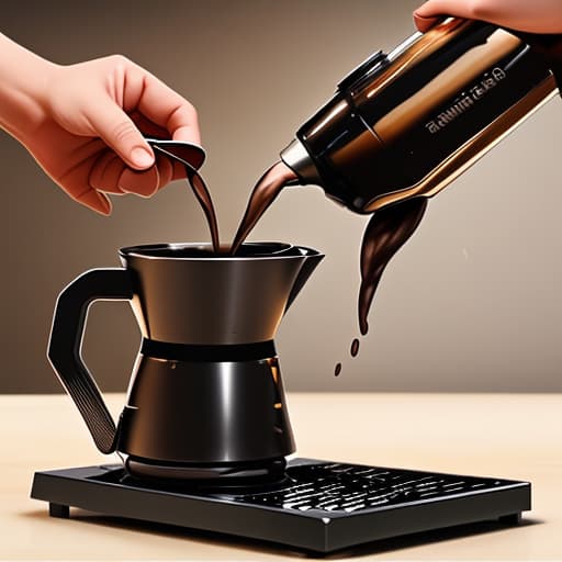  Create an animated image of coffee beans being poured into a coffee machine