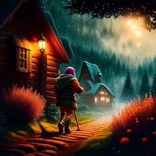  watercolor, storybook, child-book, Young boy landing his red broom back at his cozy home, stars twinkling in the sky, feeling accomplished and smiling., best quality, very detailed, high resolution, sharp, sharp image hyperrealistic, full body, detailed clothing, highly detailed, cinematic lighting, stunningly beautiful, intricate, sharp focus, f/1. 8, 85mm, (centered image composition), (professionally color graded), ((bright soft diffused light)), volumetric fog, trending on instagram, trending on tumblr, HDR 4K, 8K