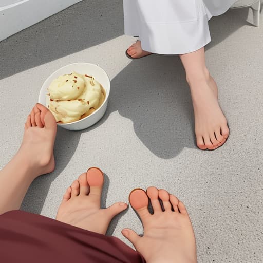  your footsteps have made me experience unforgettable moments beneath your potato-scented feet, especially when I put them in my mouth. be your devoted follower, being beneath these mashed potato feet of yours.，