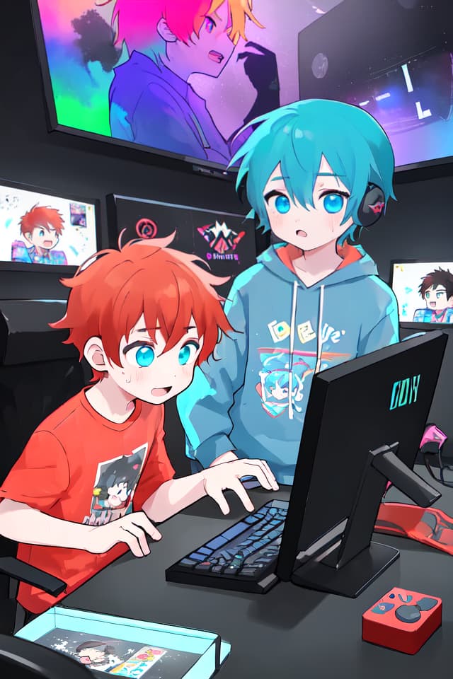  Boys, young, colorful, gamers, oddai