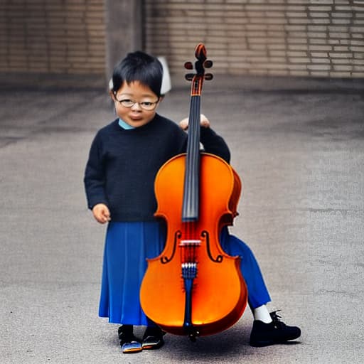 lnkdn photography blue penguin and Taiwanese little girl play cello