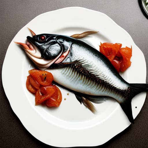  Rotten  infected fish on a plate