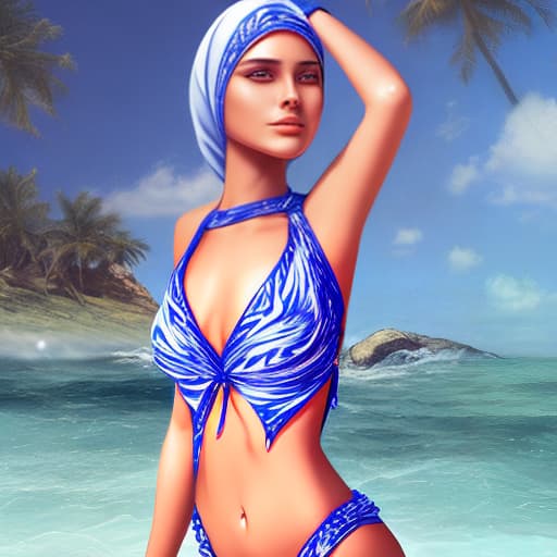 mdjrny-v4 style a lady in a muslimah swimsuit