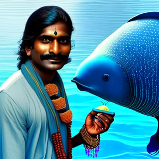 estilovintedois indian man whit a Blue wale