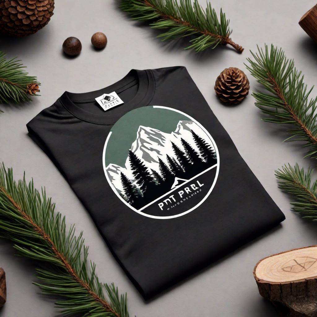  Create a clothing brand label for PTP Apparel, encapsulating the Northern California mountain vibe. Incorporate elements like pine trees, mountain silhouettes, or natural textures, and ensure the brand's initials 'PTP' are included in a font that complements the outdoor theme. The label should reflect stylishness and the wilderness of Northern California. hyperrealistic, full body, detailed clothing, highly detailed, cinematic lighting, stunningly beautiful, intricate, sharp focus, f/1. 8, 85mm, (centered image composition), (professionally color graded), ((bright soft diffused light)), volumetric fog, trending on instagram, trending on tumblr, HDR 4K, 8K