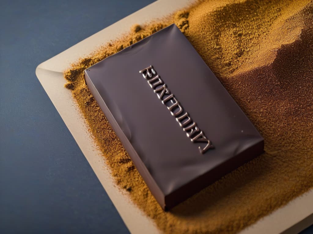  A minimalistic image of a sleek, dark chocolate bar with intricate golden swirls and shimmering dust, set against a stark white background to highlight its luxurious and secretive allure. hyperrealistic, full body, detailed clothing, highly detailed, cinematic lighting, stunningly beautiful, intricate, sharp focus, f/1. 8, 85mm, (centered image composition), (professionally color graded), ((bright soft diffused light)), volumetric fog, trending on instagram, trending on tumblr, HDR 4K, 8K