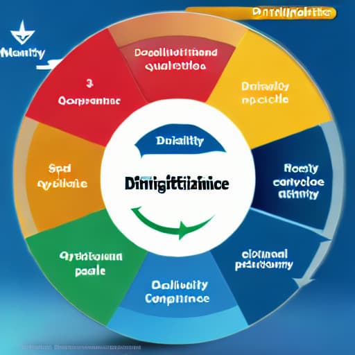  a circular magical divinity cycle with 3 phases - speed, quality and delivery in a data compliance connotation