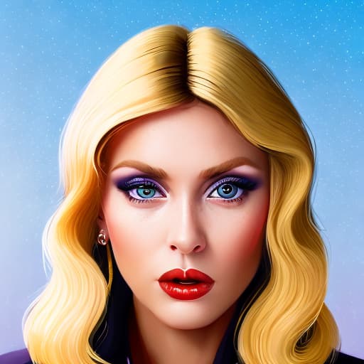 portrait+ style russian queer famous pop singer blonde milf female face