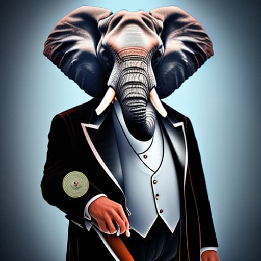 mdjrny-v4 style An elephant wearing an elegant tuxedo and smoking a cigar