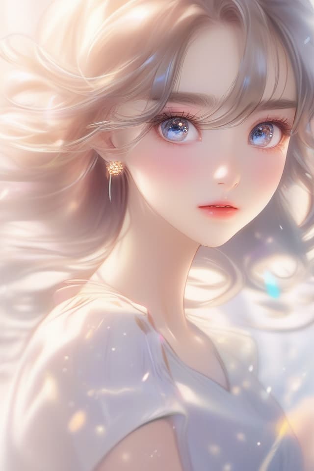  Gentle illustration style, beautiful girl, eyes are perfect, glittering and beautiful hair, high quality, 8K, masterpiece