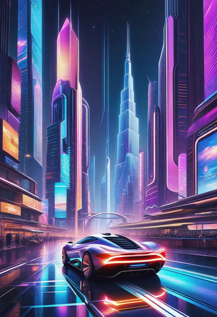  1. A futuristic metropolis illuminated by neon lights, with towering skyscrapers reaching towards the starry sky. The city's bustling streets are filled with sleek hovercars and holographic advertisements, casting a mesmerizing glow on the metallic surfaces. The artwork emphasizes the dynamic lines and vibrant color palette, seamlessly blending abstract shapes with intricate details.

2. A serene landscape, bathed in soft, ethereal light, where a cascading waterfall flows into a crystal-clear lake surrounded by lush greenery. The scene is painted with gentle brushstrokes that create a dreamlike quality, evoking a sense of tranquility and harmony. The artwork's muted tones and subtle textures add depth and a touch of surrealism, inviting the hyperrealistic, full body, detailed clothing, highly detailed, cinematic lighting, stunningly beautiful, intricate, sharp focus, f/1. 8, 85mm, (centered image composition), (professionally color graded), ((bright soft diffused light)), volumetric fog, trending on instagram, trending on tumblr, HDR 4K, 8K