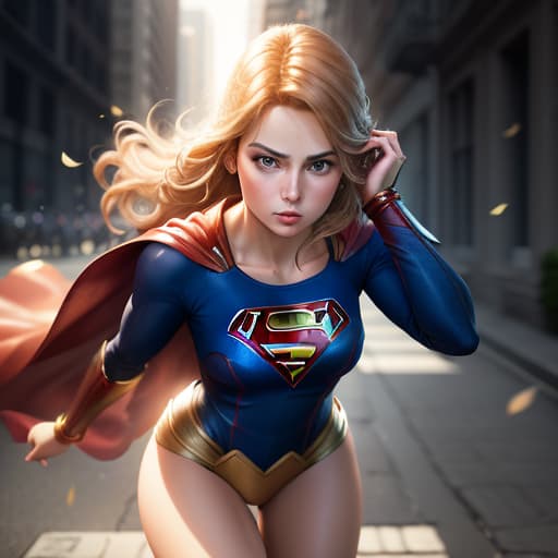  Supergirl cape is getting grabbed by Gorilla, hyperrealistic, high quality, highly detailed, perfect lighting, intricate, sharp focus, f/1. 8, 85mm, (centered image composition), (professionally color graded), ((bright soft diffused light)), trending on instagram, HDR 4K, 8K