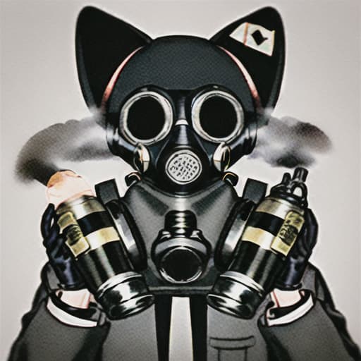  Scientist furry using gas mask