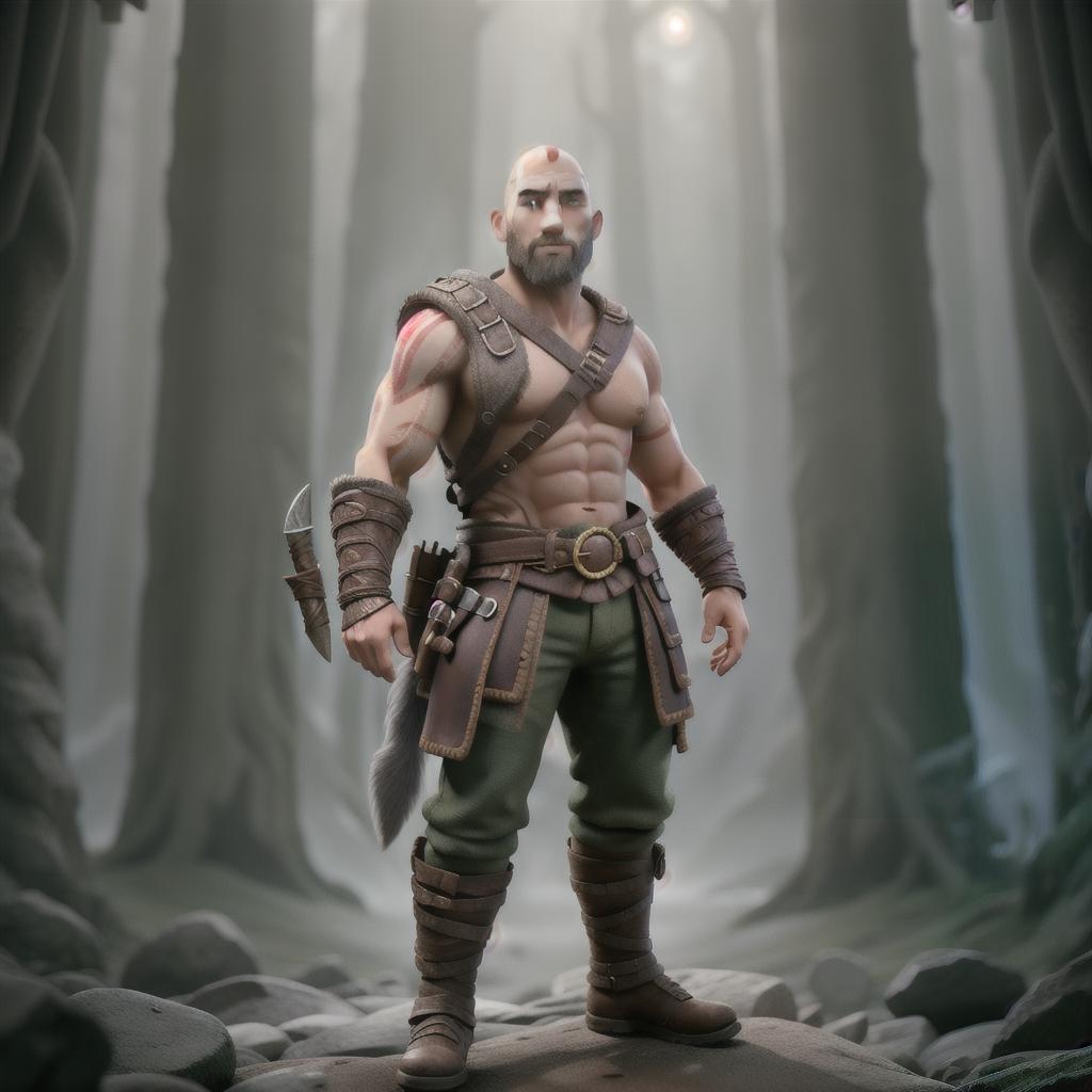  God of war hyperrealistic, full body, detailed clothing, highly detailed, cinematic lighting, stunningly beautiful, intricate, sharp focus, f/1. 8, 85mm, (centered image composition), (professionally color graded), ((bright soft diffused light)), volumetric fog, trending on instagram, trending on tumblr, HDR 4K, 8K