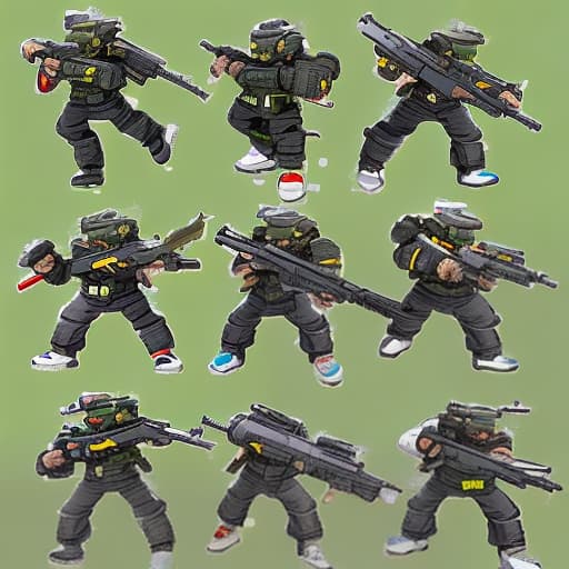  Mixed gun chaos Mini games character material, head, body, hands, feet gun, clothes and other parts,