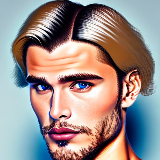 portrait+ style Russian queer soap actor blonde hunk dude face