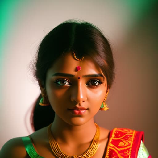  Cute women, cinematic visual, glow lighting, soft feel, Indian style