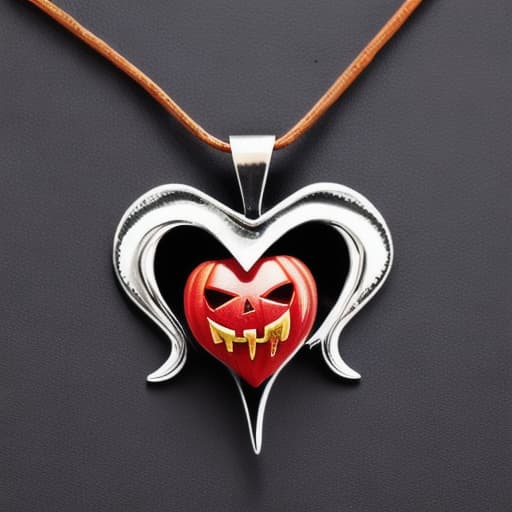  a jewellery, pendant, necklace , 4k , a pendant that a mouth eating a bloody heart is on it  , scary, creative, halloween trending