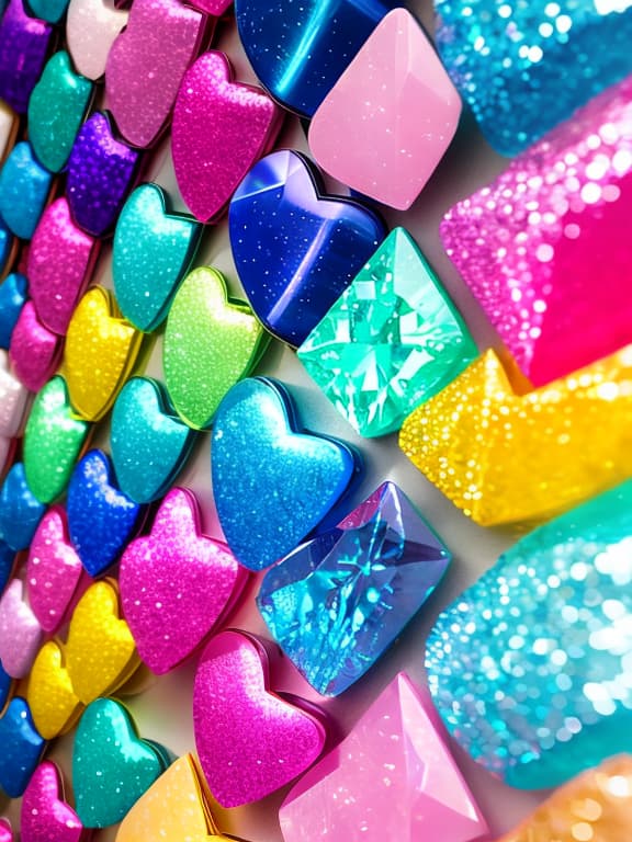  Colorful and sparkling heart gems lots of wallpaper