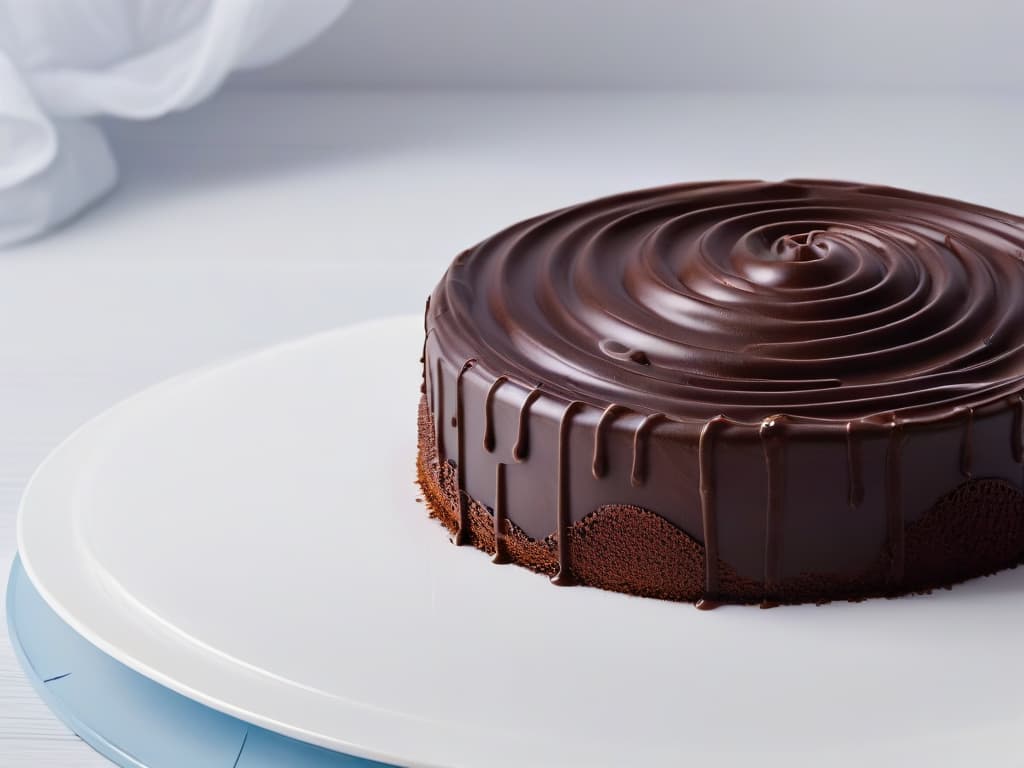  An ultradetailed closeup image of a perfectly tempered dark chocolate swirl, showcasing intricate, glossy ridges and a rich, deep color that exudes sophistication and craftsmanship. The swirl is set against a clean, minimalistic white background, emphasizing the elegance and precision of chocolatemaking techniques. hyperrealistic, full body, detailed clothing, highly detailed, cinematic lighting, stunningly beautiful, intricate, sharp focus, f/1. 8, 85mm, (centered image composition), (professionally color graded), ((bright soft diffused light)), volumetric fog, trending on instagram, trending on tumblr, HDR 4K, 8K