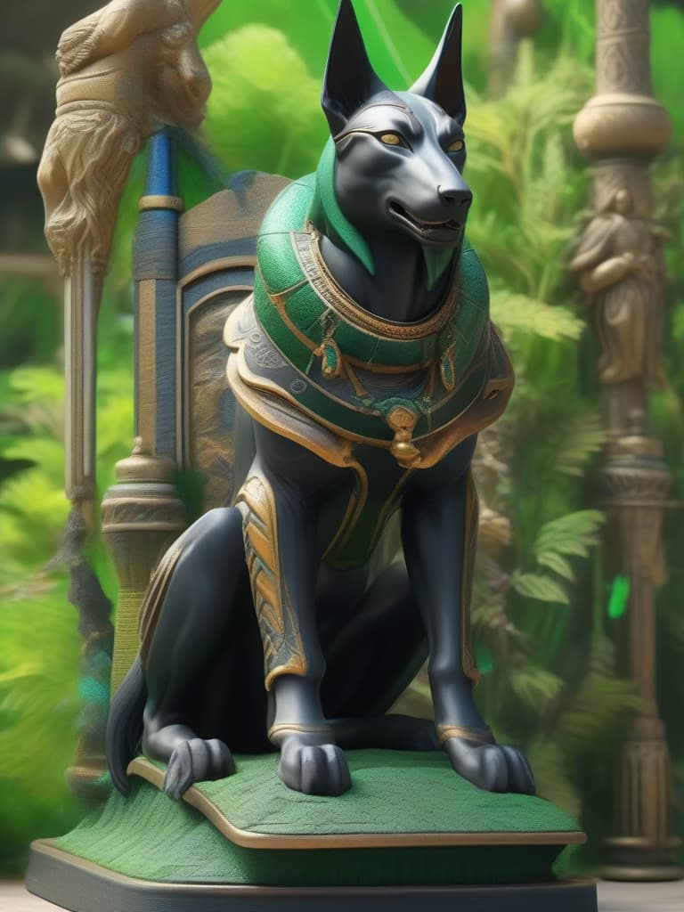  Black Anubis on a green hair character, spread your legs and squat down, masterpiece, best quality,8k,ultra detailed,high resolution,an extremely delicate and beautiful,hyper detail