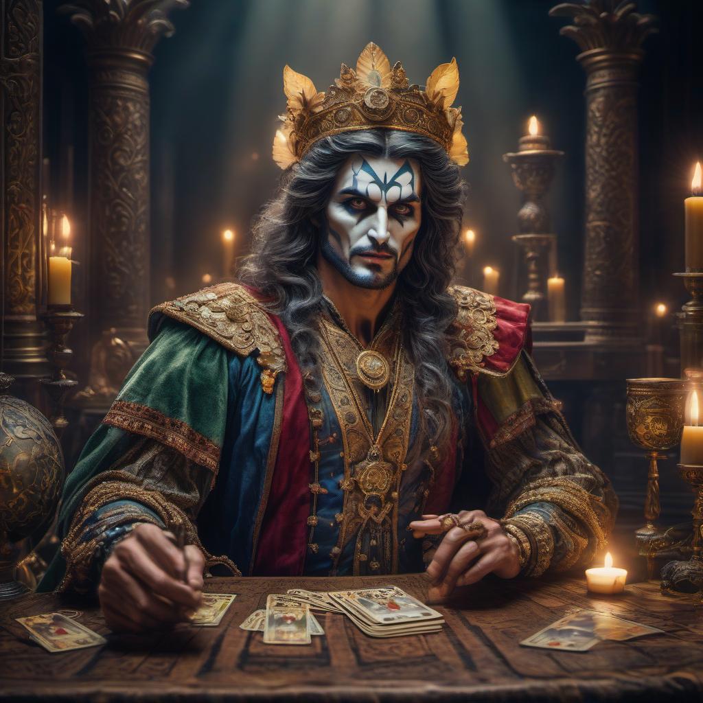  The Fool card in Tarot. hyperrealistic, full body, detailed clothing, highly detailed, cinematic lighting, stunningly beautiful, intricate, sharp focus, f/1. 8, 85mm, (centered image composition), (professionally color graded), ((bright soft diffused light)), volumetric fog, trending on instagram, trending on tumblr, HDR 4K, 8K