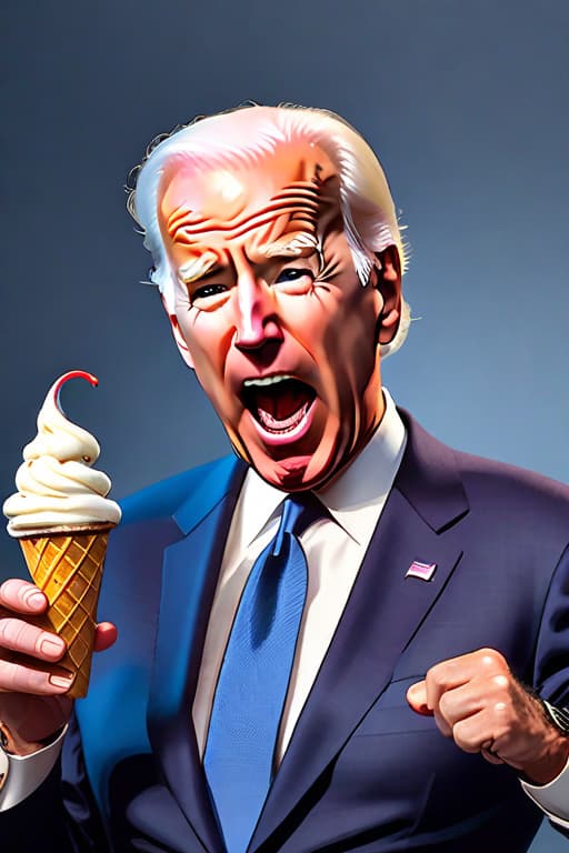  President joe biden of the united states, clueless facial expression, wrinkled skin, with mouth open, with tongue sticking out, cinematic lighting, HD, high details, dramatic, trending on artstation, full body, head shot, wearing a dunce cap, licking an ice cream cone, film still, stunning photography. Funny, anatomically correct, hyper realistic, super detailed, 4k uhd image, canon eos r3 hyperrealistic, full body, detailed clothing, highly detailed, cinematic lighting, stunningly beautiful, intricate, sharp focus, f/1. 8, 85mm, (centered image composition), (professionally color graded), ((bright soft diffused light)), volumetric fog, trending on instagram, trending on tumblr, HDR 4K, 8K