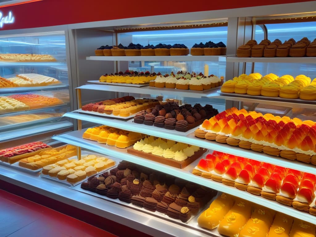  A highresolution, ultradetailed image of a traditional Italian pasticceria display, showcasing an array of meticulously crafted pastries and desserts. The image features a minimalistic aesthetic with a focus on the vibrant colors, intricate textures, and exquisite details of each sweet treat, inviting viewers to immerse themselves in the artistry and indulgence of Italian pastry making. hyperrealistic, full body, detailed clothing, highly detailed, cinematic lighting, stunningly beautiful, intricate, sharp focus, f/1. 8, 85mm, (centered image composition), (professionally color graded), ((bright soft diffused light)), volumetric fog, trending on instagram, trending on tumblr, HDR 4K, 8K