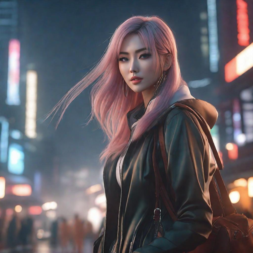  Anime Girl hyperrealistic, full body, detailed clothing, highly detailed, cinematic lighting, stunningly beautiful, intricate, sharp focus, f/1. 8, 85mm, (centered image composition), (professionally color graded), ((bright soft diffused light)), volumetric fog, trending on instagram, trending on tumblr, HDR 4K, 8K