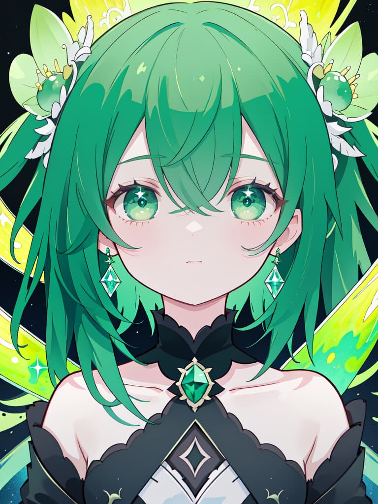  Dark Matter, green hair character, masterpiece, best quality,8k,ultra detailed,high resolution,an extremely delicate and beautiful,hyper detail