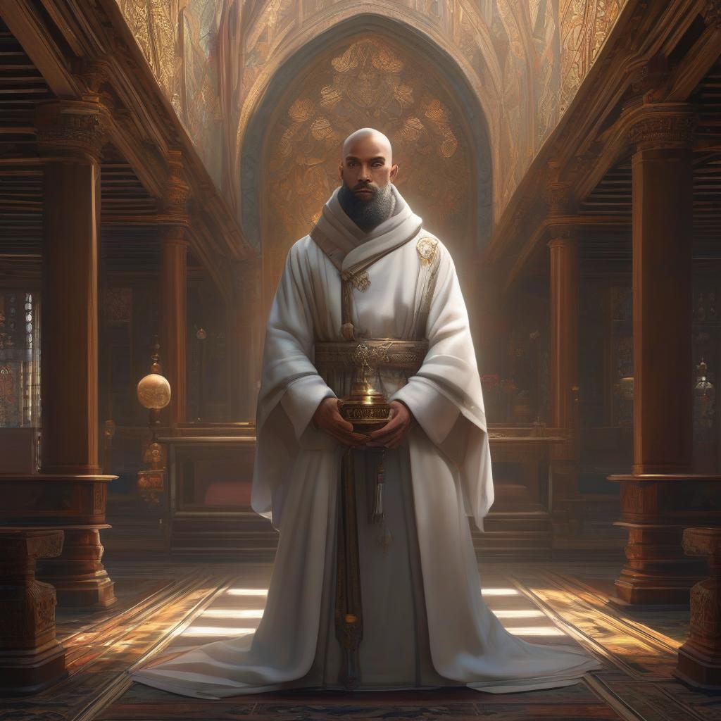  A closed portrait of a Victorian monk painting in a picturesque mysterious environment of intricate, elegant, highly detailed, centered, digital painting, artstation, concept art, smooth, sharp focus, illustration, artherm, tomash alen coper, Peter Mohrbacher, Donato Gyancola, Joseph Christian Leyendecker, Wop Leyendecker, Wop, wlop, wop, hyperrealistic, full body, detailed clothing, highly detailed, cinematic lighting, stunningly beautiful, intricate, sharp focus, f/1. 8, 85mm, (centered image composition), (professionally color graded), ((bright soft diffused light)), volumetric fog, trending on instagram, trending on tumblr, HDR 4K, 8K