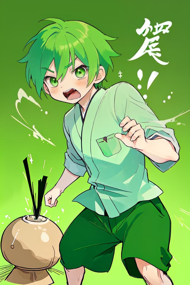  Green hair handsome, Takebayashi tei, shouting