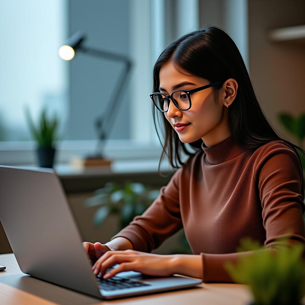  young female smart indian it developer programmer working with laptop in the office.