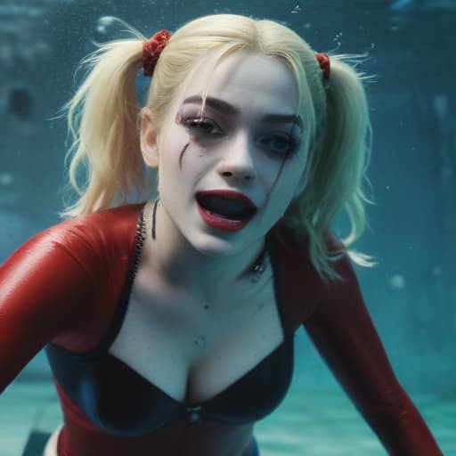 Harley Quinn drowning underwater