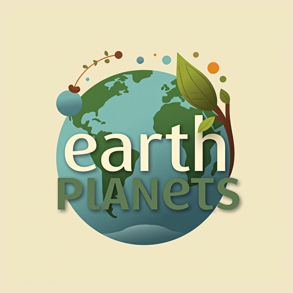  design a logo ; logo text title should be 'earthy planets'. earth logo, minimal modern style