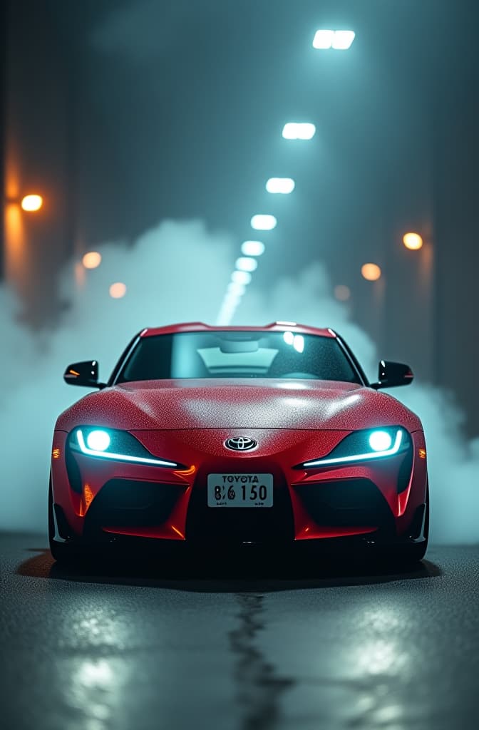  toyota supra hyperrealistic, full body, detailed clothing, highly detailed, cinematic lighting, stunningly beautiful, intricate, sharp focus, f/1. 8, 85mm, (centered image composition), (professionally color graded), ((bright soft diffused light)), volumetric fog, trending on instagram, trending on tumblr, HDR 4K, 8K