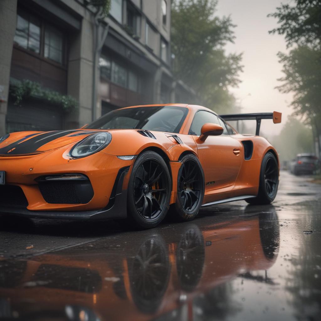 ((masterpiece)),(((best quality))), 8k, high detailed, ultra detailed, A GT3RS with a large rear wing, sports car, racing, speed hyperrealistic, full body, detailed clothing, highly detailed, cinematic lighting, stunningly beautiful, intricate, sharp focus, f/1. 8, 85mm, (centered image composition), (professionally color graded), ((bright soft diffused light)), volumetric fog, trending on instagram, trending on tumblr, HDR 4K, 8K