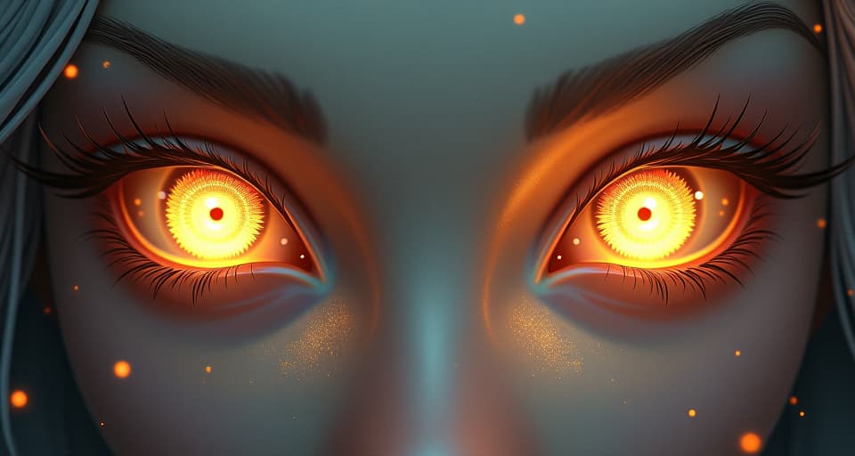  eyes with a radiant glow, representing a divine calling. ethereal light, profound purpose, divinely touched.. the style is digital art illustration,highly detailed, whimsical,magical, dreamlike atmosphere, realism and fantasy blend, smooth, glossy textures,luminous quality, wonder and enchantment.