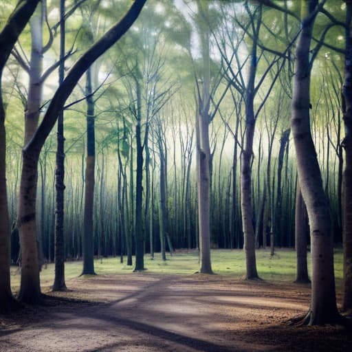 Bosque profundo con árboles altos