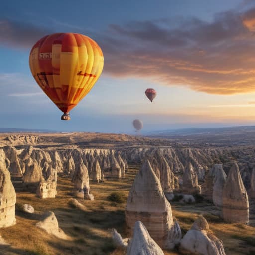 Generate A balloon flight under the Cappadocia sky. images