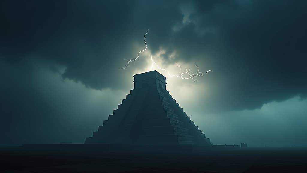  a dark storm cloud gathering over the tower of babel, representing god's impending judgment, with lightning striking in the background. hyperrealistic, full body, detailed clothing, highly detailed, cinematic lighting, stunningly beautiful, intricate, sharp focus, f/1. 8, 85mm, (centered image composition), (professionally color graded), ((bright soft diffused light)), volumetric fog, trending on instagram, trending on tumblr, HDR 4K, 8K