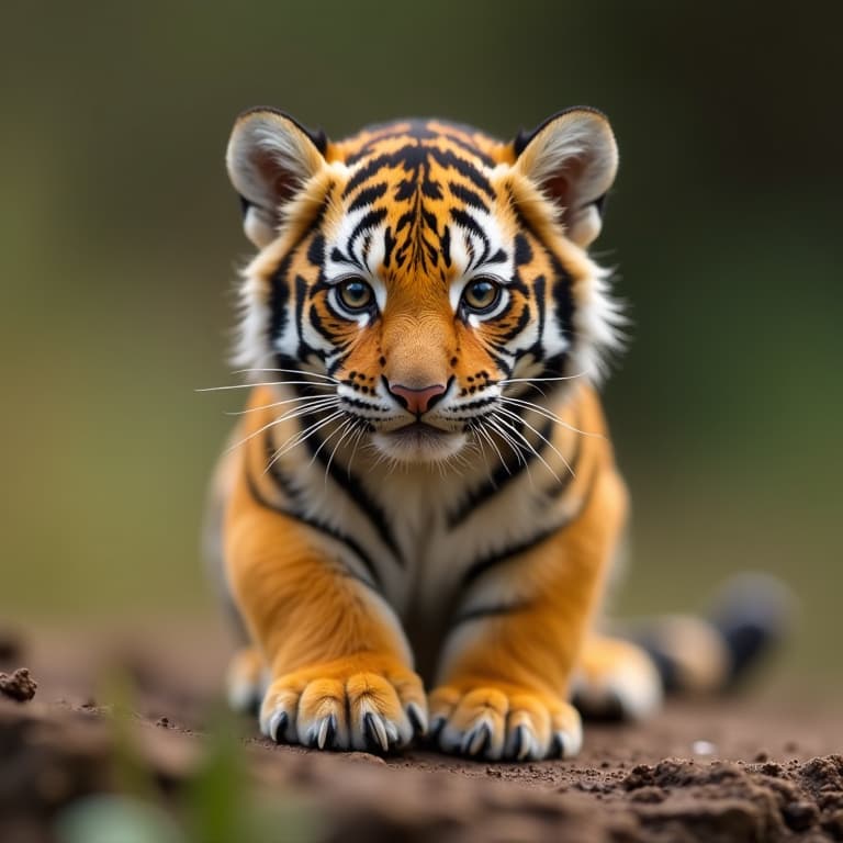  macro photography of a miniature cute tiger at your fingertips