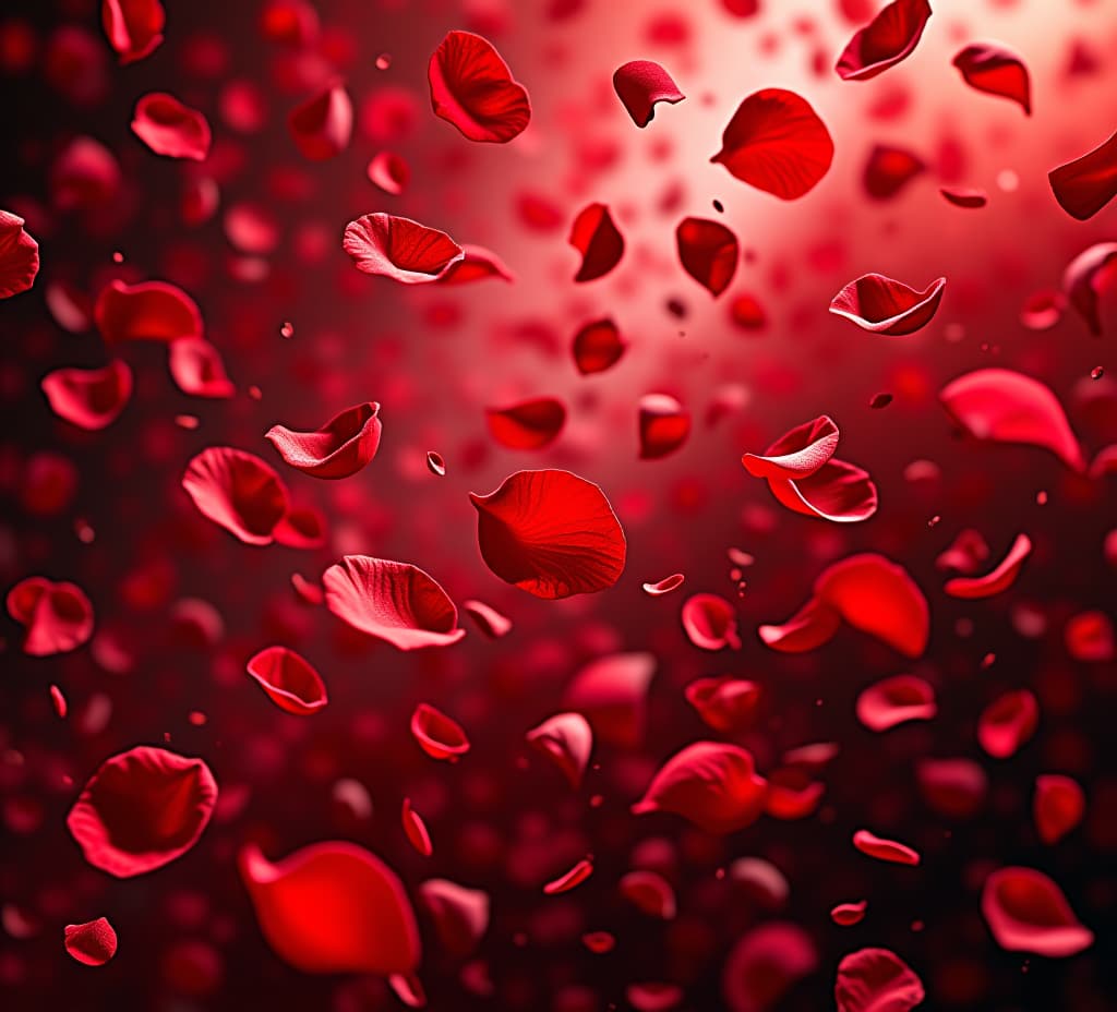  crimson cascade: a symphony of red rose petals falling in a whirlwind of color