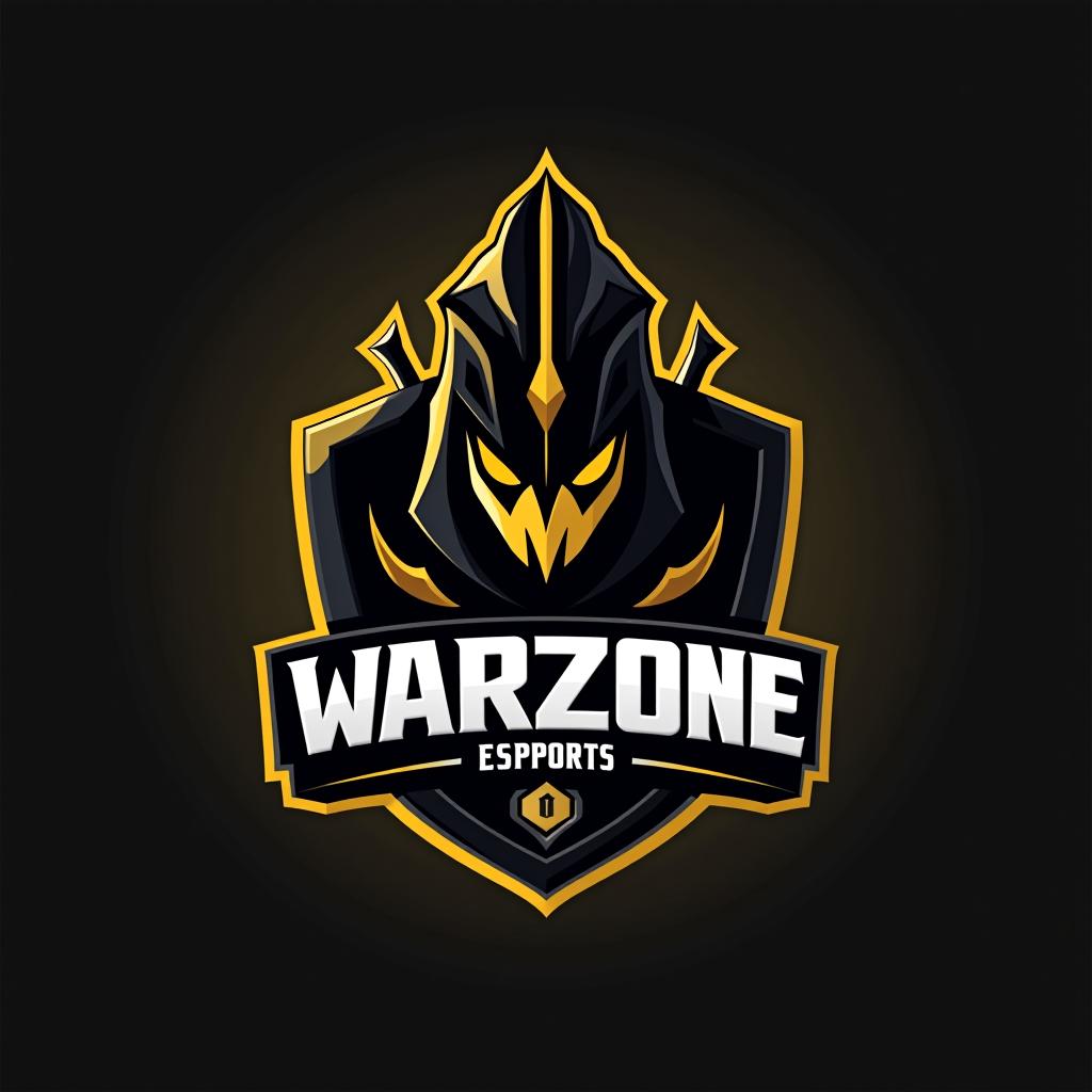  design a logo, esports logo, warrior theme, with text ‘warzone’, black and yellow color