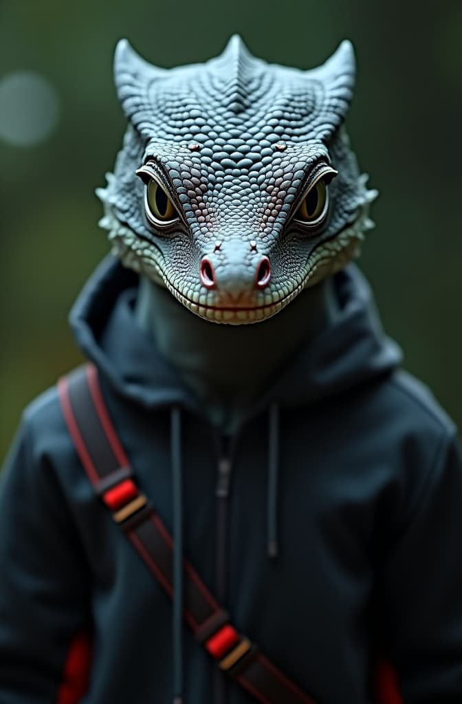  salamander kopf wolfs körper ameisen beine hyperrealistic, full body, detailed clothing, highly detailed, cinematic lighting, stunningly beautiful, intricate, sharp focus, f/1. 8, 85mm, (centered image composition), (professionally color graded), ((bright soft diffused light)), volumetric fog, trending on instagram, trending on tumblr, HDR 4K, 8K