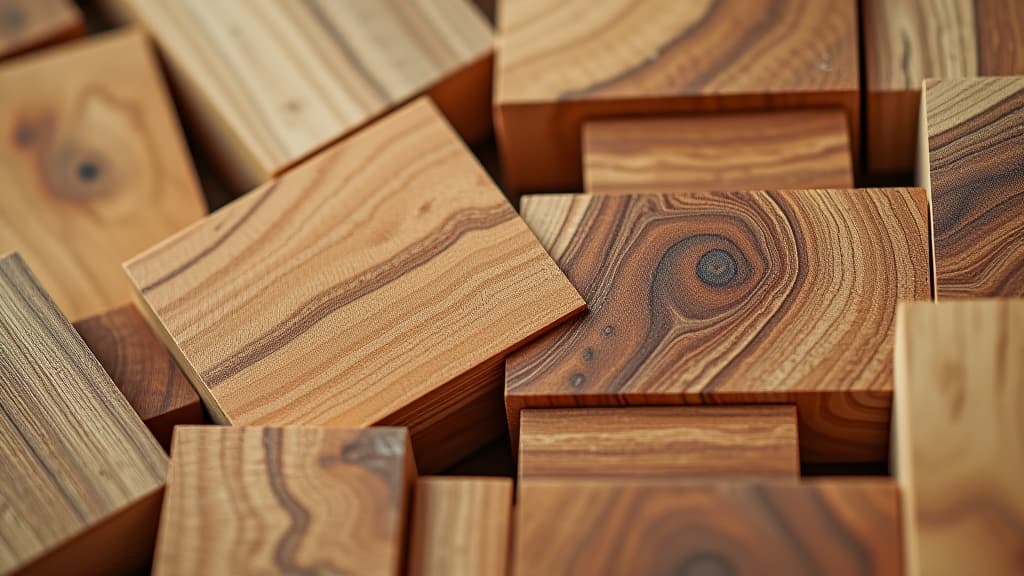  a detailed close up of wooden blocks arranged in a geometric pattern, showcasing the natural texture and grain of the wood in warm, earthy tones.